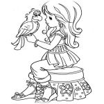 Раскраска девушка с попугаем