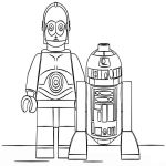 Раскраска Лего Звездные войны R2-D2 и C3PO