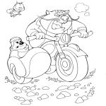 Раскраска Кот на мотоцикле