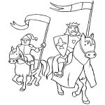 Раскраска Рыцарь на коне с королем