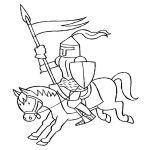 Раскраска Рыцарь на коне с флагом