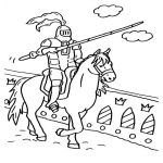 Раскраска Рыцарь на коне с копьем