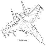 Раскраска Военный самолет Су-27