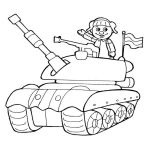 Раскраска Танк с танкистом