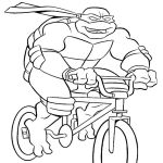 Раскраска Черепашка ниндзя на велосипеде