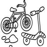 Раскраска Велосипед и самокат