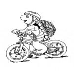 Раскраска Черепаха на велосипеде