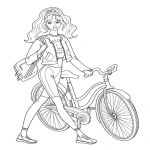 Раскраска Барби с велосипедом