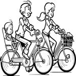 Раскраска Семья на велосипедах