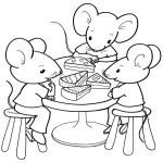 Раскраска Мышки кушают торт