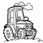 Раскраска Машина Трактор в поле