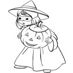 Раскраска Хэллоуин девочка и тыква