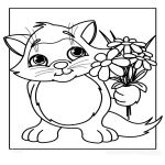 Раскраска кот с букетом цветов