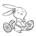 Раскраска Пасхальные яйца и кролик