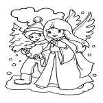 Раскраска Ангел с мальчиком