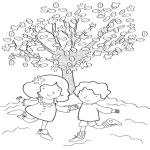 Раскраска Дети у дерева