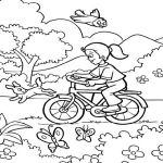 Раскраска Девушка на велосипеде