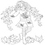 Раскраска Девушка осень