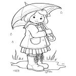 Раскраска Девочка под зонтом