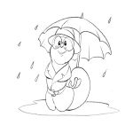 Раскраска Гусеница под зонтом