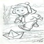 Раскраска Мальчик и бумажный кораблик