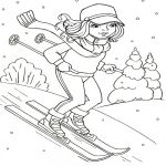 Раскраска Девушка на лыжах