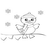 Раскраска Утенок гуляет по снегу