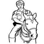 Раскраска Полицейский на коне