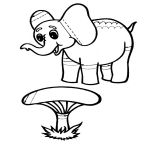 раскраски слон и гриб