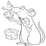 Раскраска Крыса с сыром