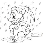 Раскраска Лиса с зонтиком
