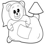 Раскраска Медвежонок в кроватке