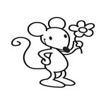 Раскраска Мышка с цветком