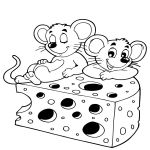 Раскраска Мышата с сыром