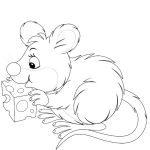 Раскраска Мышь есть сыр