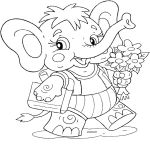 Раскраска Слон с цветами