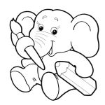 Раскраска Слон с кисточкой