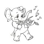 Раскраска Слон с скрипкой