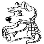 Раскраска Волк с шарфом