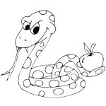 Раскраска Змея с яблоком